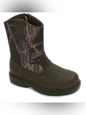Deer Stags Brown and Dark Brown Kids Western Work Boot Size 1